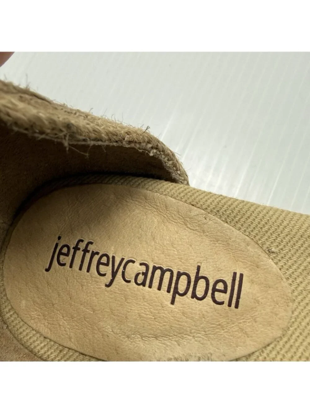 Jeffrey Campbell Espadrille Ankle Strap Sandals 7 Tan Beige Jute Block Heel Boho